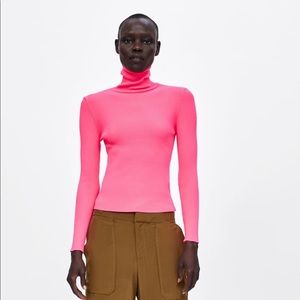 neon green zara turtleneck